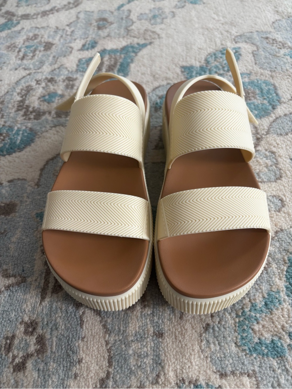 Cream Platform Slide Sandals - Women